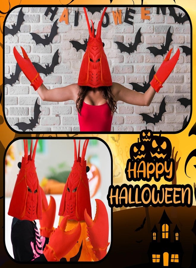 Newcotte 2 Pcs Crab Lobster Costume Set Funny Crab Lobster Hat Latex Giant Claws Gloves for Men Women Cosplay Party(Lobster Style) - Image 5